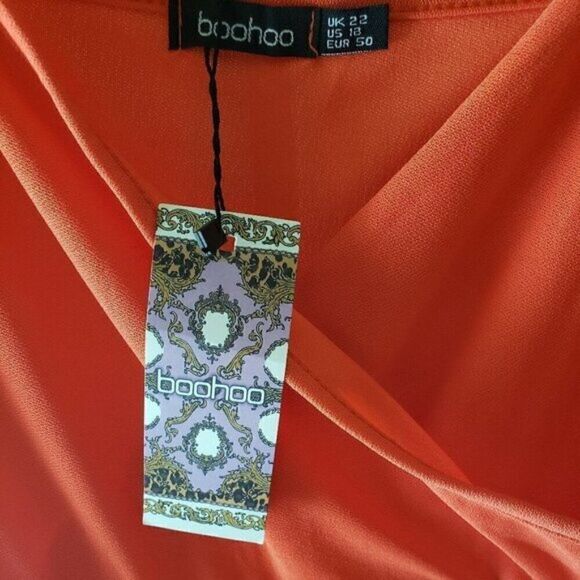 New Boohoo Orange Wrap Front Romper - Picture 4 of 4